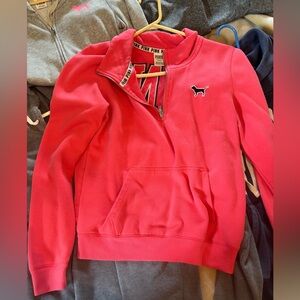 PINK Victoria's Secret Coral Zip-Up with Dog Logo